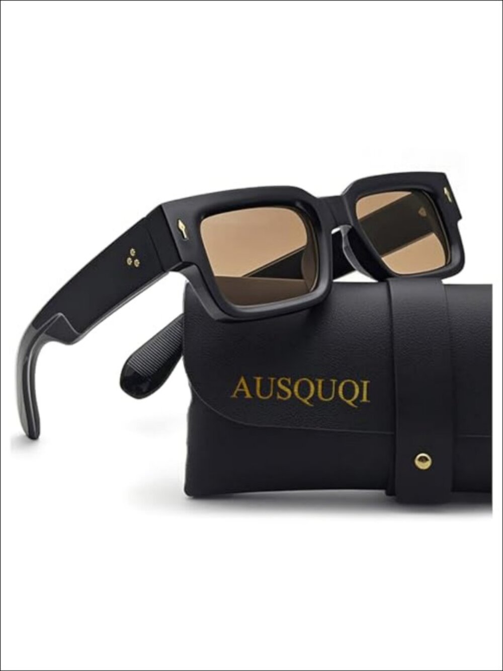 Thick Frame Square Sunglasses Chunky Rectangle Rivet UV400 Unisex Adults
